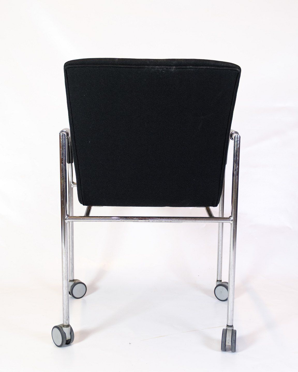Set Of Four Conference Chair In Black Fabric On Wheels, Danish Design photo Furniture