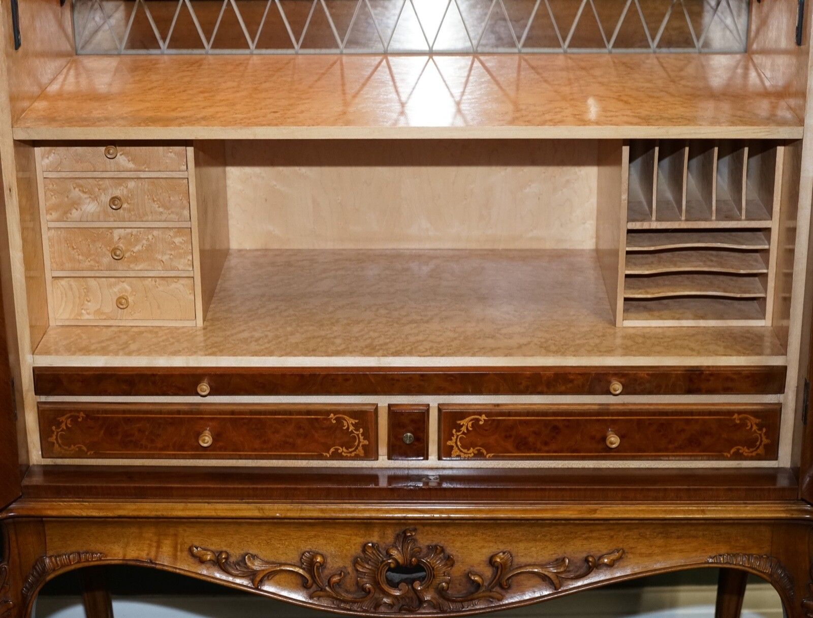 Furniture Gorgeous French Walnut Parquetry Drinks Cocktail Bar Cabinet Cupboard photo
