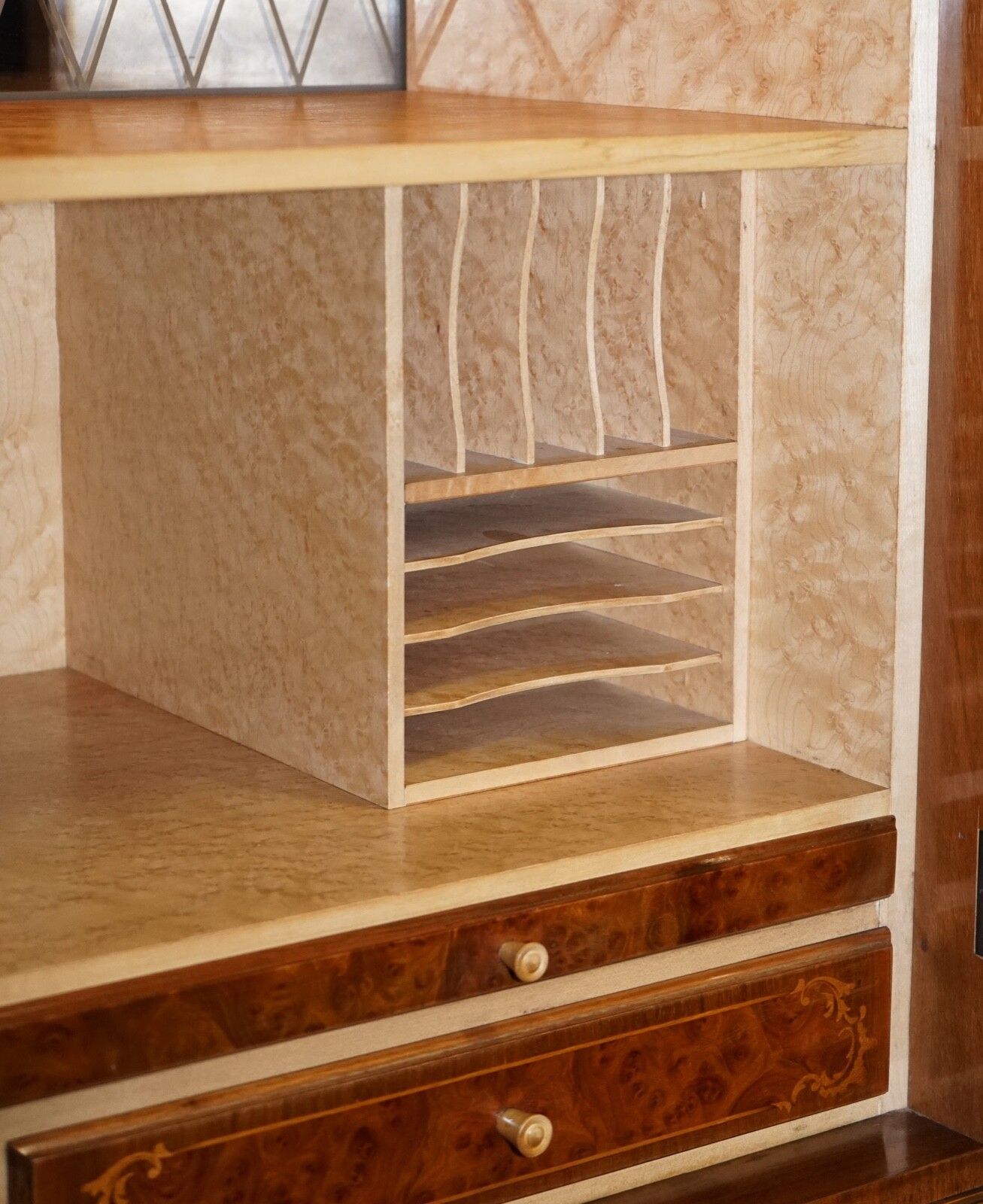 photo vinterior Gorgeous French Walnut Parquetry Drinks Cocktail Bar Cabinet Cupboard