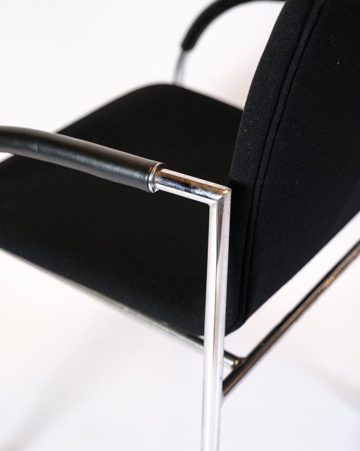 Set Of Four Conference Chair In Black Fabric On Wheels, Danish Design photo buy