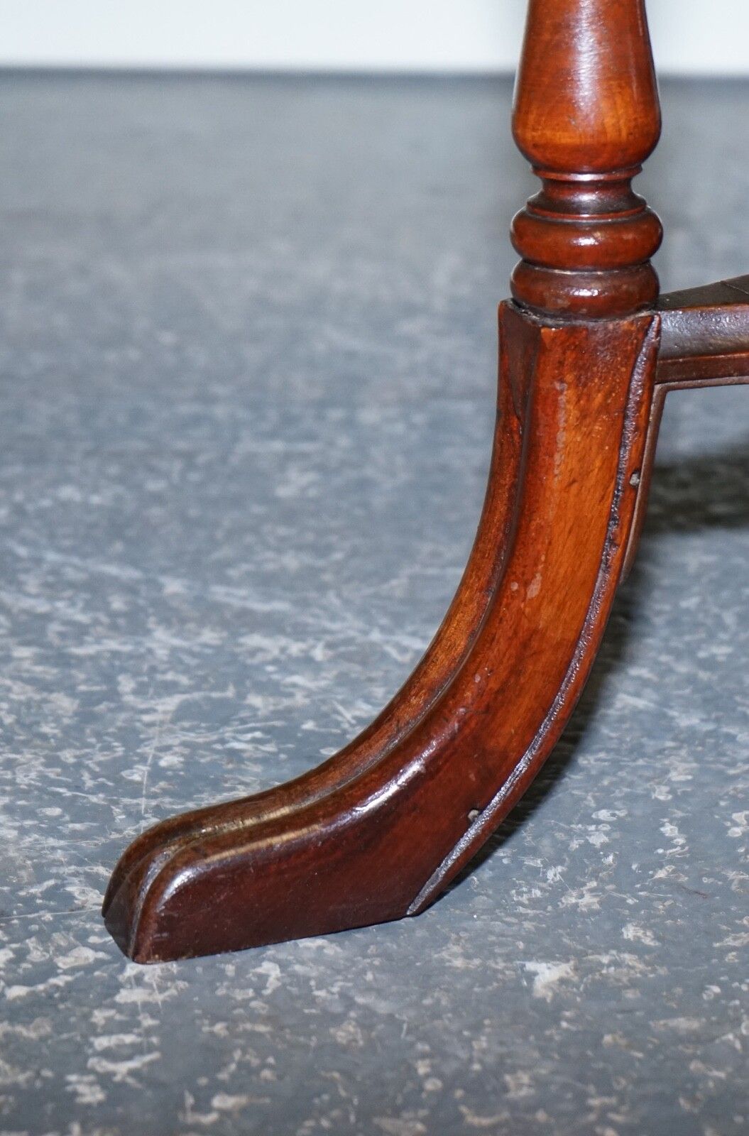 photo furniture Lovely Restored Hardwood Hexagon Side Table With Curved Spade Feet