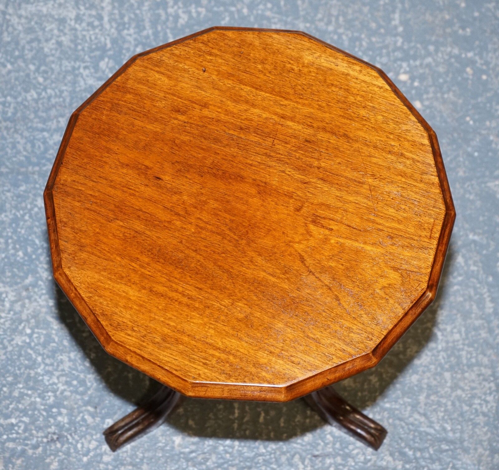 photo for sale Lovely Restored Hardwood Hexagon Side Table With Curved Spade Feet