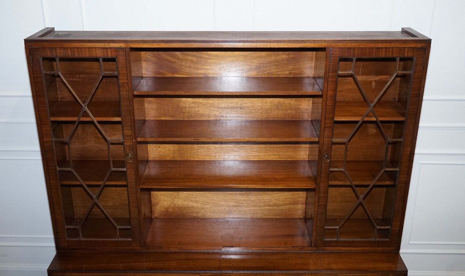 Furniture Vintage Bevan Funnell Military Campaign Bookcase With Embossed Leather Doors photo