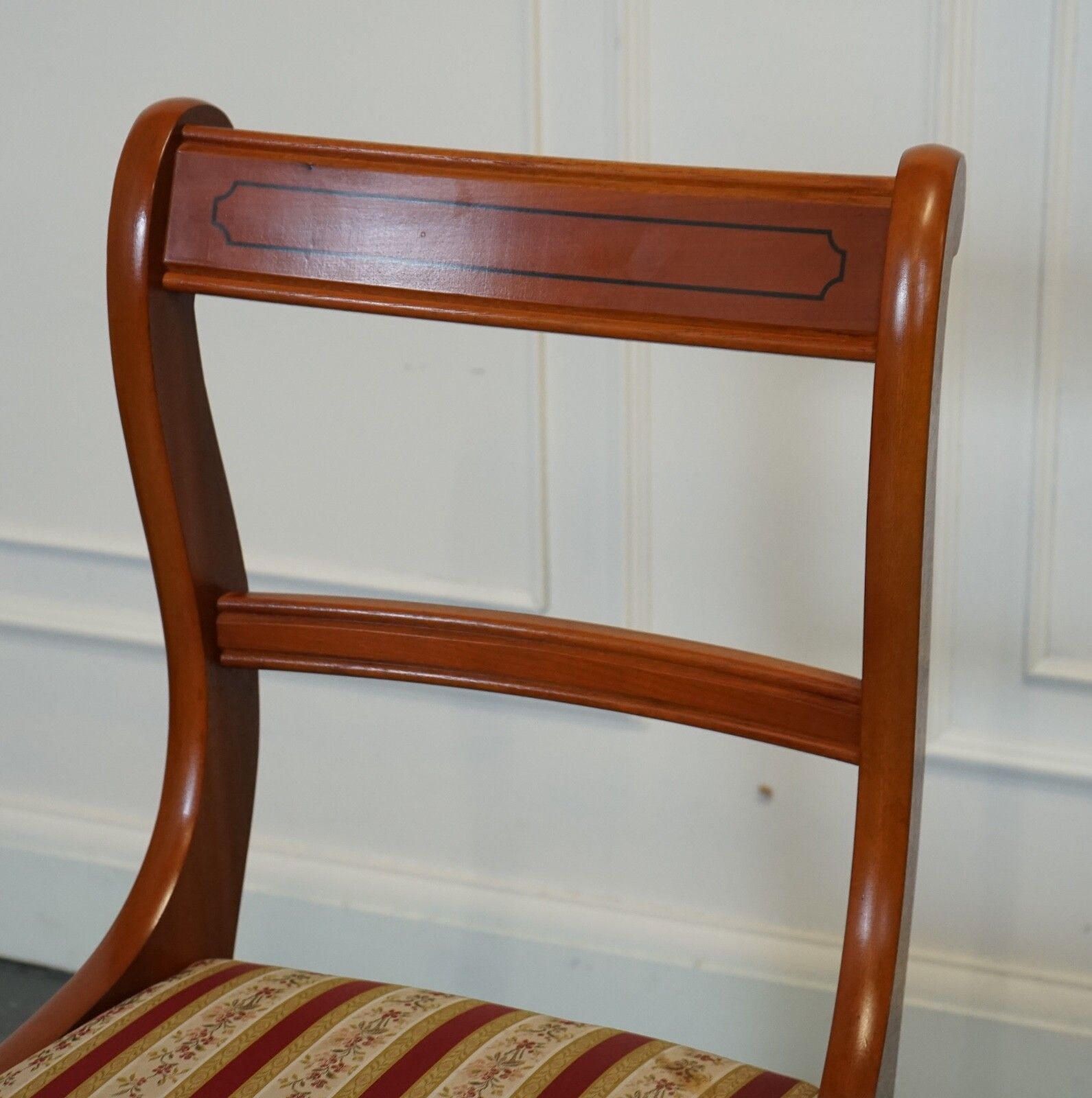 Furniture Vintage Set Of 8 Yew Wood Dining Chairs J1 photo