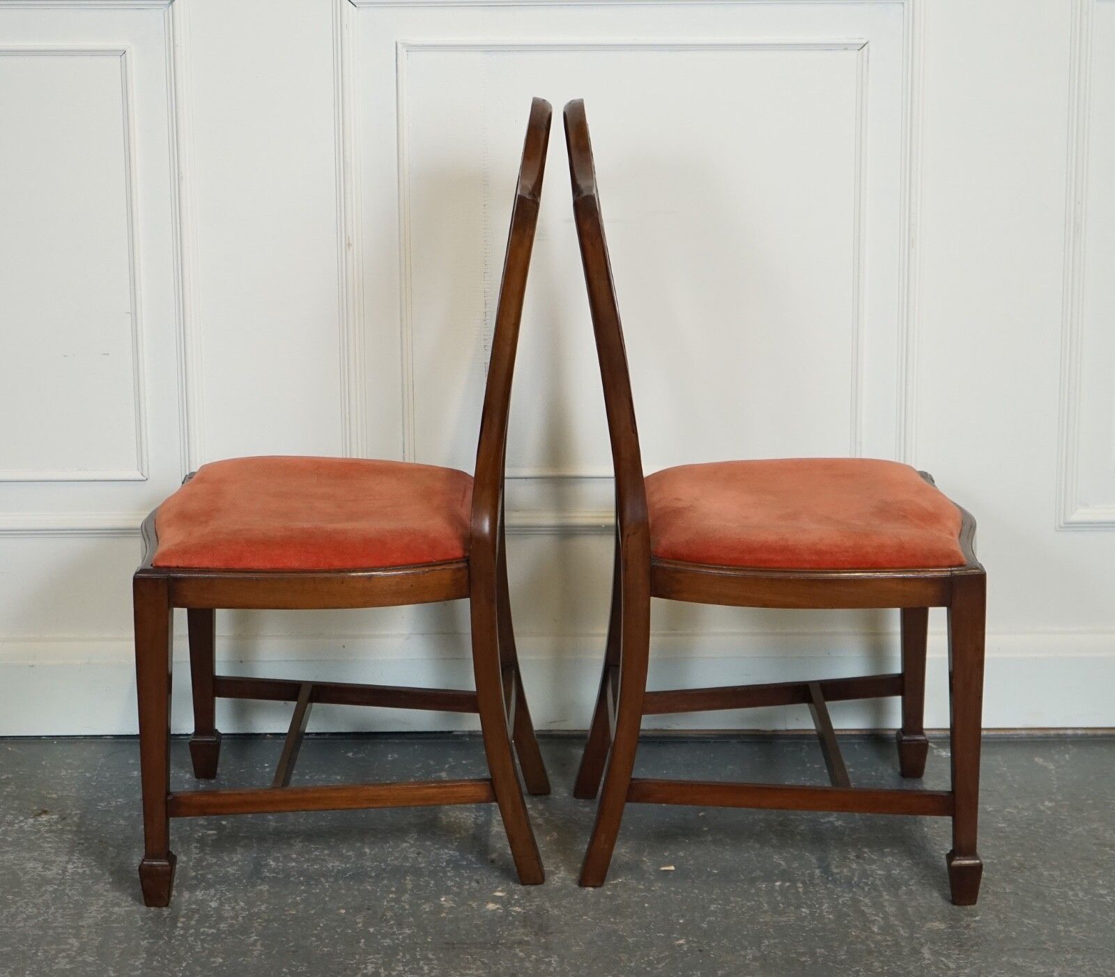Lovely Pair Of Victorian Hepplewhite Carver Hallway Side Chairs Feather Filled photo vinterior