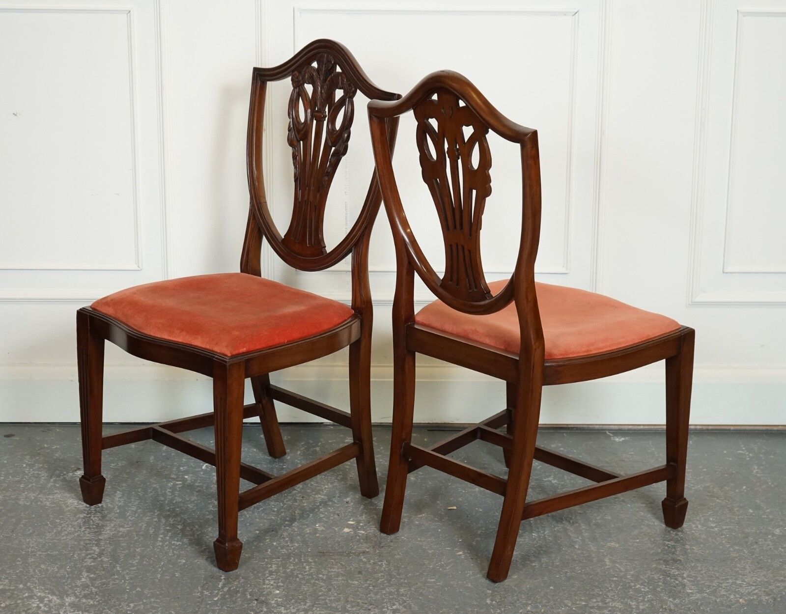 Lovely Pair Of Victorian Hepplewhite Carver Hallway Side Chairs Feather Filled photo buy