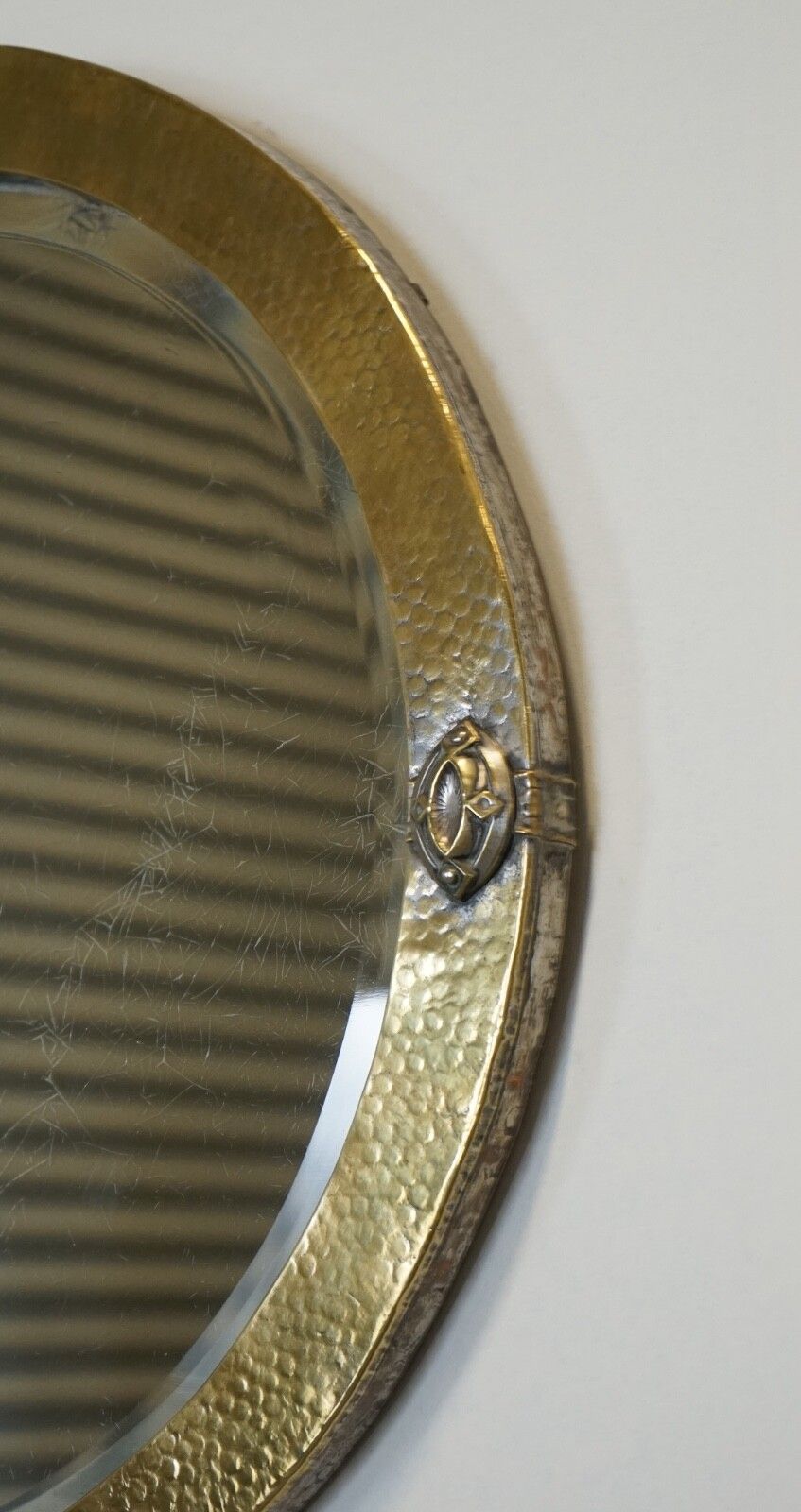 Arts & Crafts Libertys Of London Hammered Brass Wall Mirror Circa 1910 photo vintage