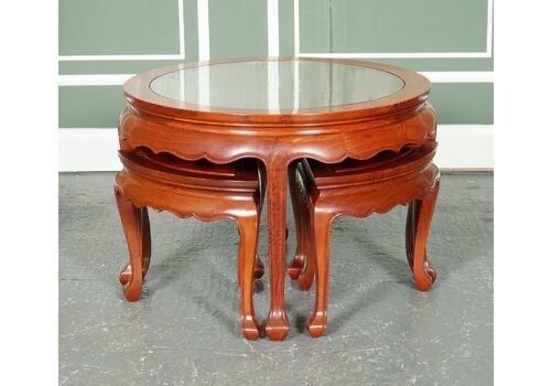 Oriental Asian Rosewood Tea Table With Set Of 4 Seat photo Furniture