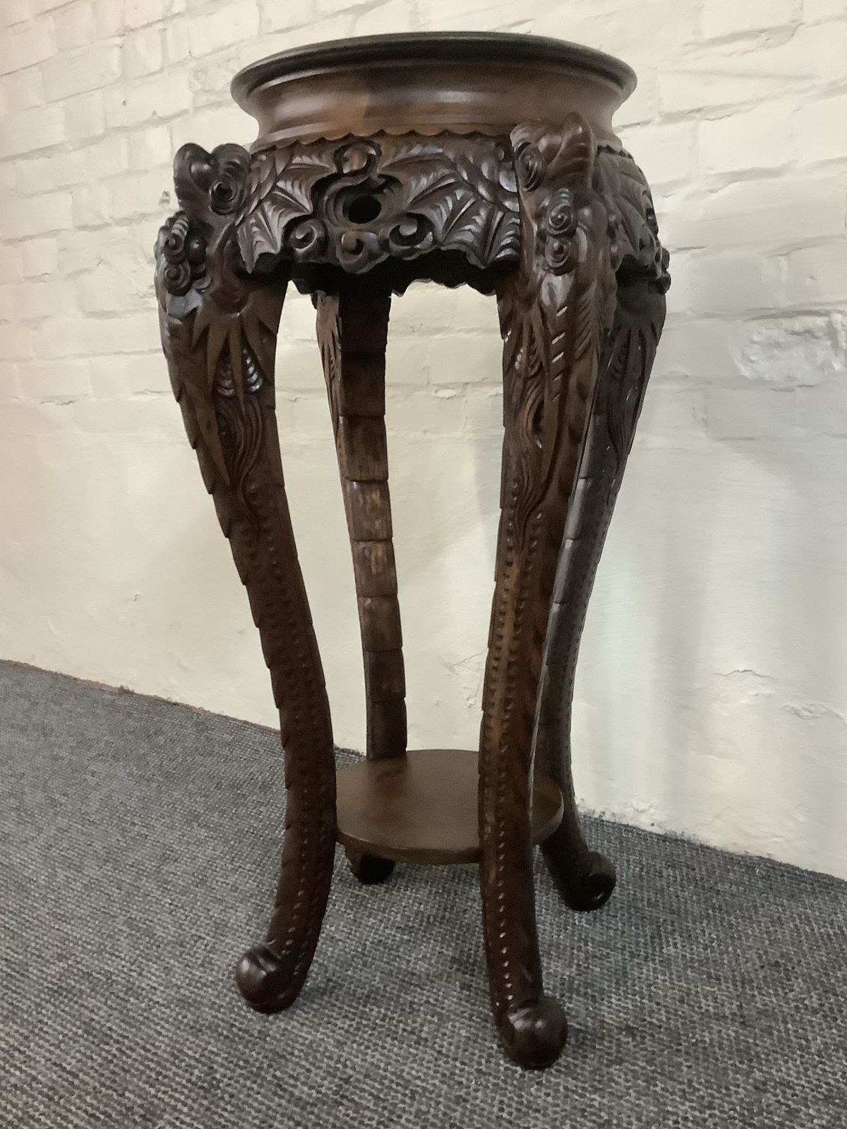 19th Century Chinese Carved Rosewood Jardiniere Plant Stand. photo for sale