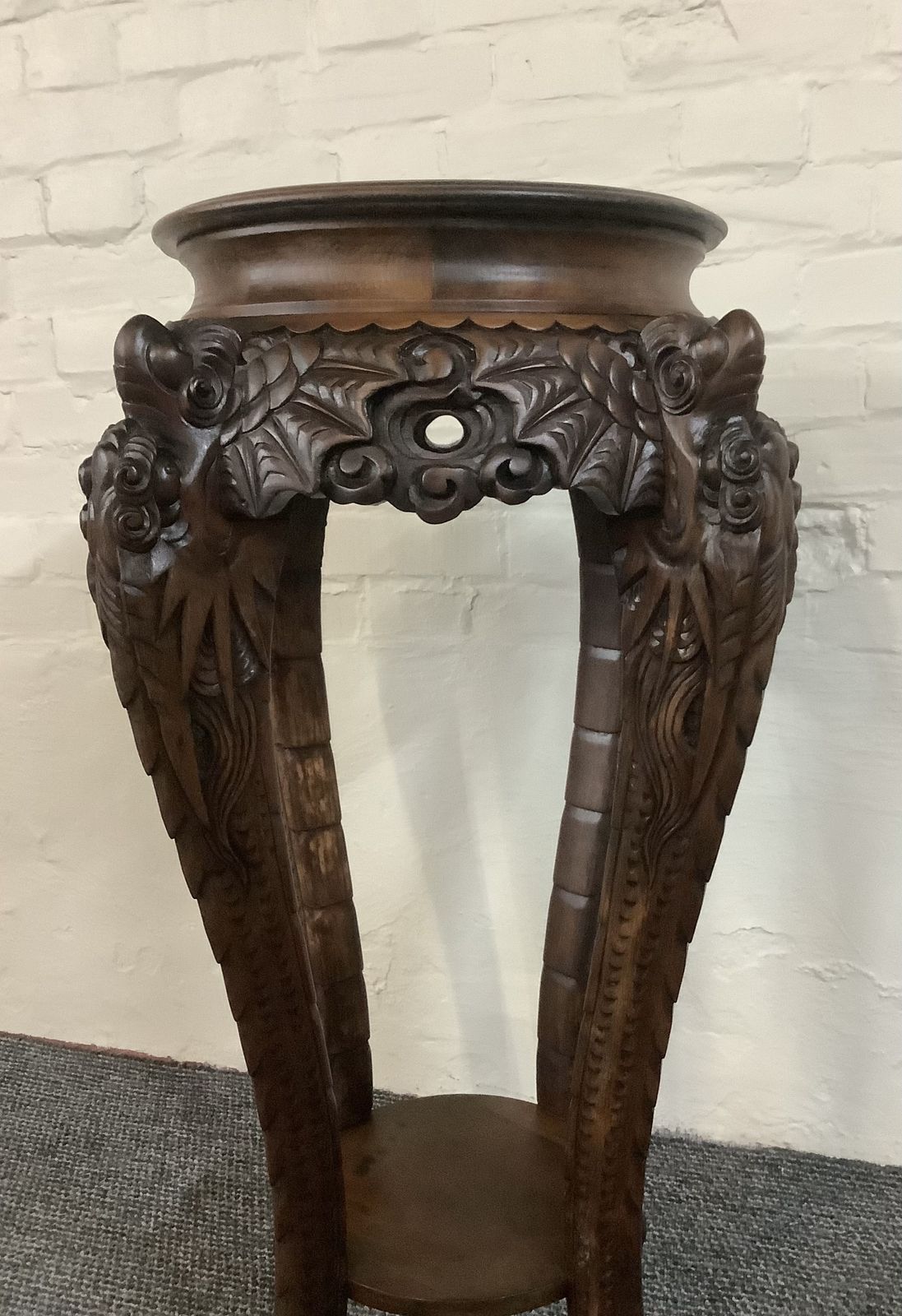 photo for sale 19th Century Chinese Carved Rosewood Jardiniere Plant Stand.