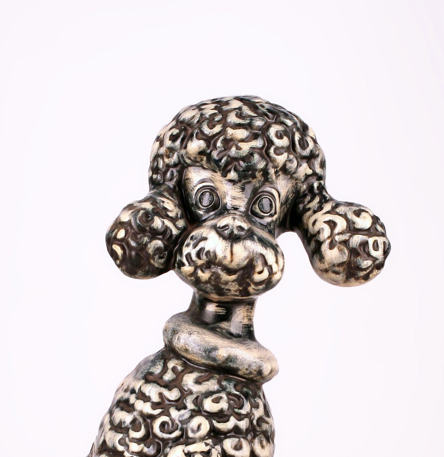 Mid 20th Century French Unglazed Hand Painted Ceramic Figurine Of A Poodle/Dog By Atelier Primavera Au Printemps photo vintage