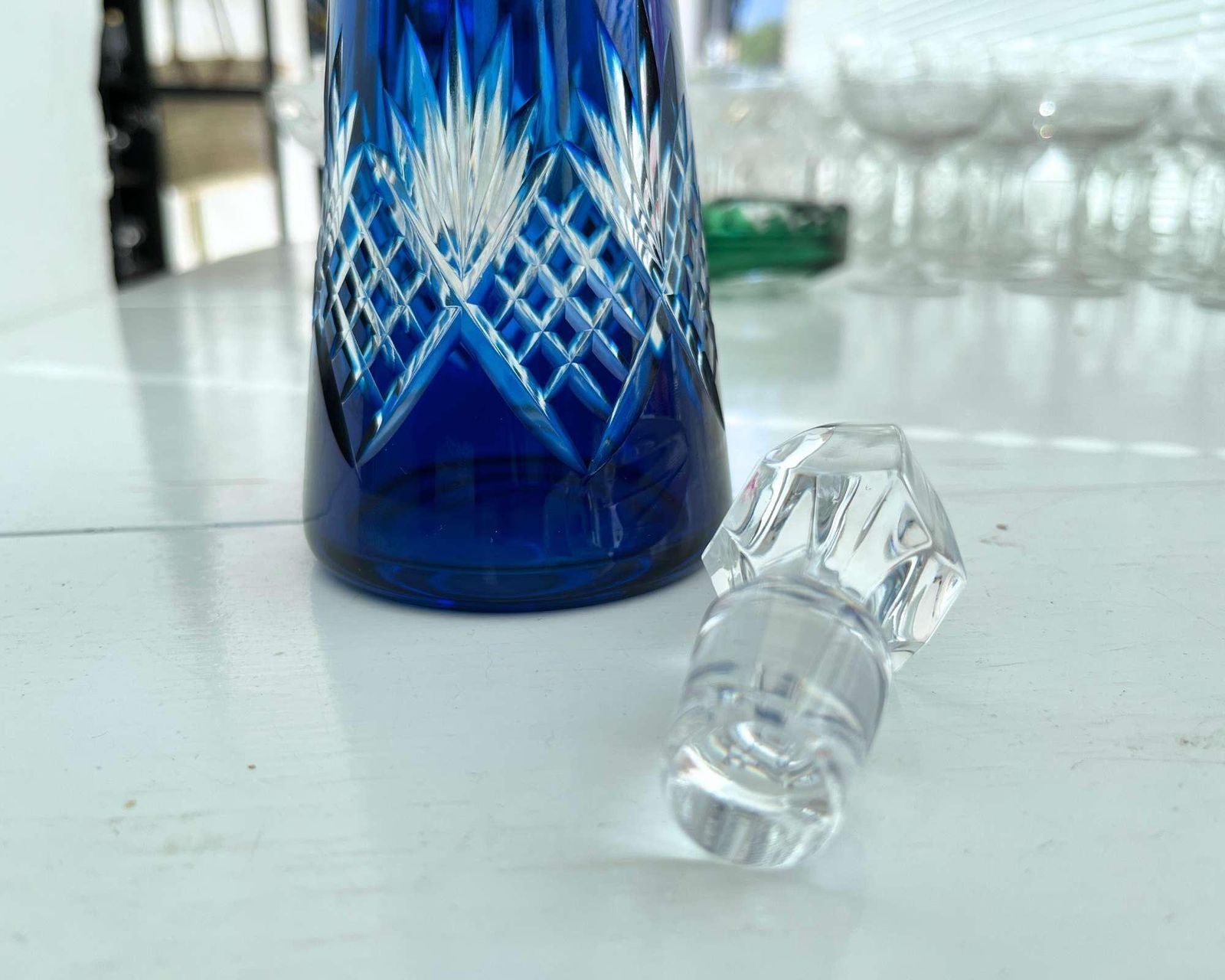 Saint Louis Decanter | 1 Stuk | Franse Blauwe Piramide Karaf photo vinterior