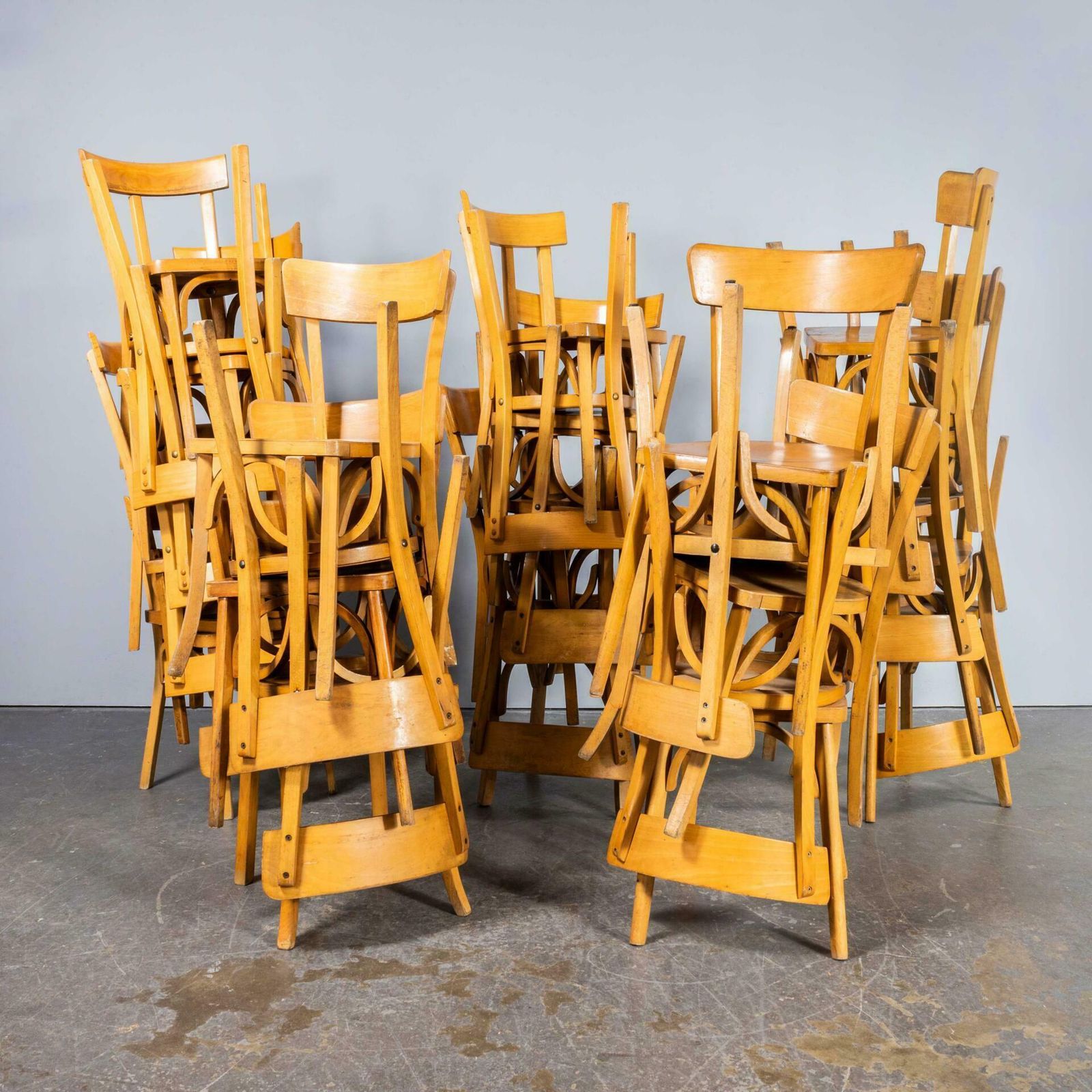 1950’s Standard Single Bar Blonde French Dining Chairs