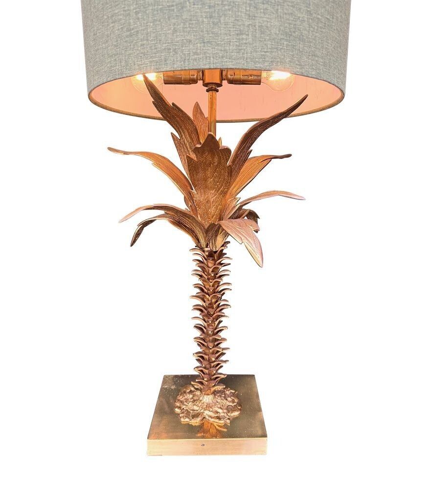 photo furniture A Lovely Large French 1950s Palm Tree Lamp With Two Fittings And Bespoke Green Linen Shade