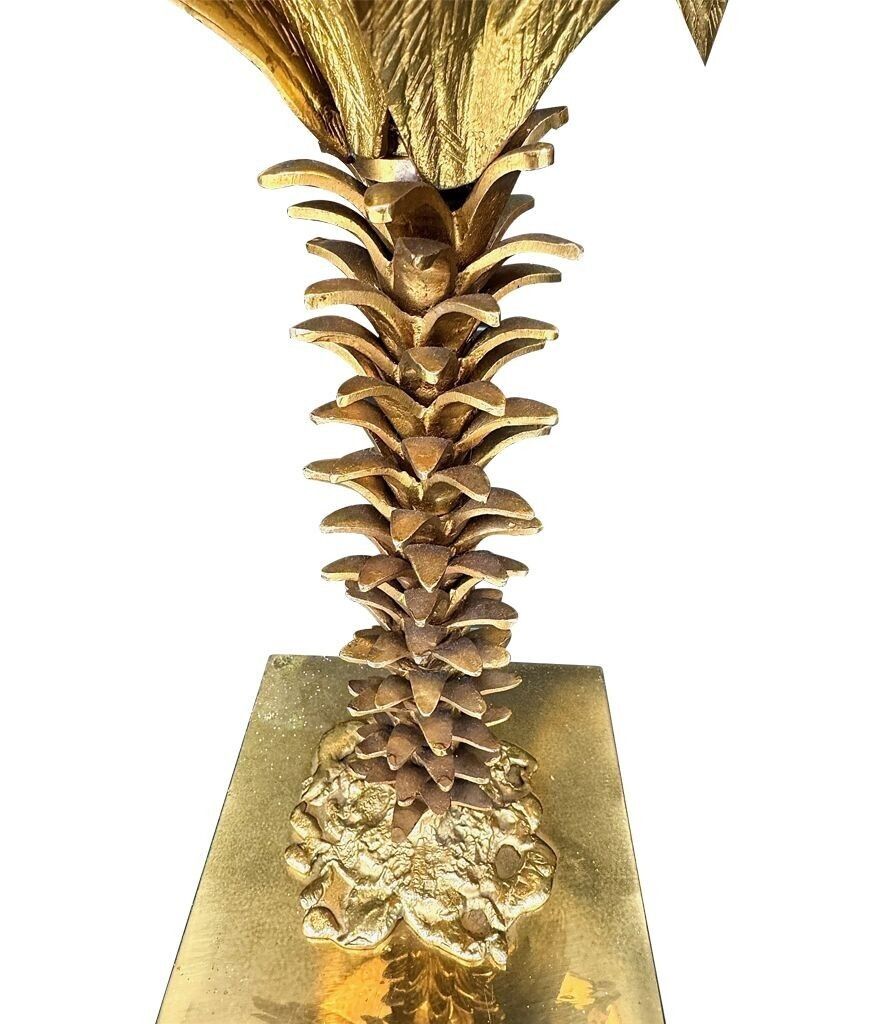 photo for sale A Lovely Large French 1950s Palm Tree Lamp With Two Fittings And Bespoke Green Linen Shade
