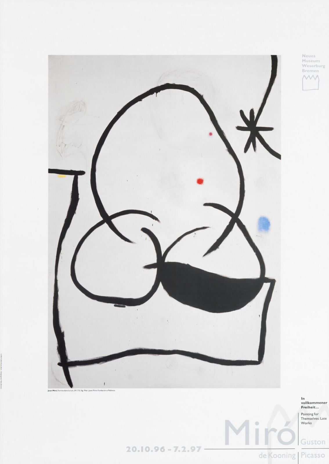 Authentic Joan Miro Exhibition Poster   Woman In The Night   Wall Art Original Museum Print Abstract Surrealist Painter Catalan