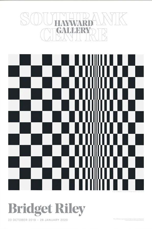 Bridget Riley Exhibition Poster   Movement In Squares   Stunning Museum Print By The Op Art Female Artist 1960's Sixties