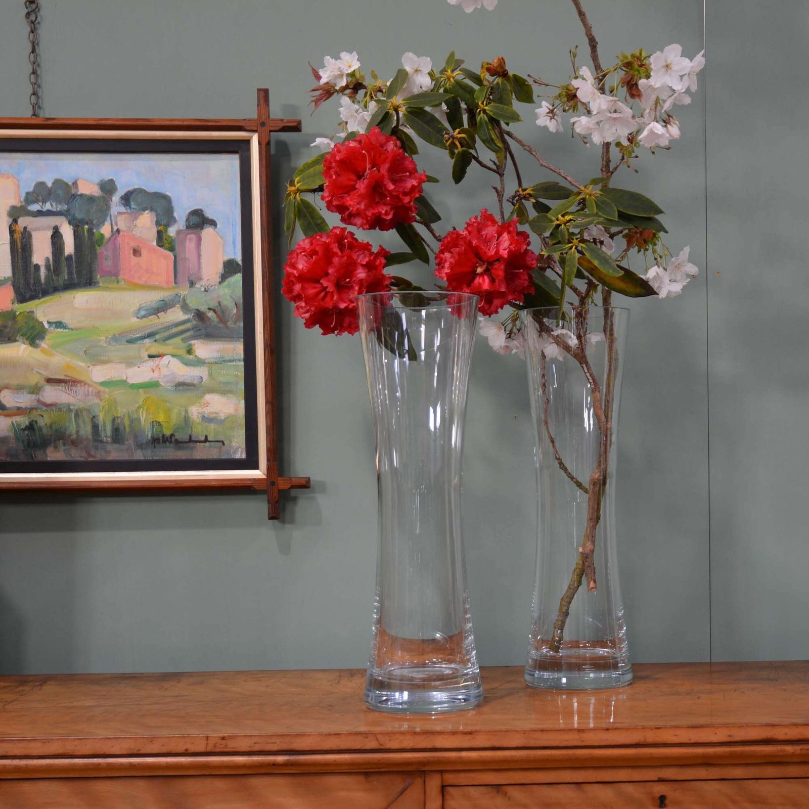 A Pair Of 20th Century Tall Flower Vases