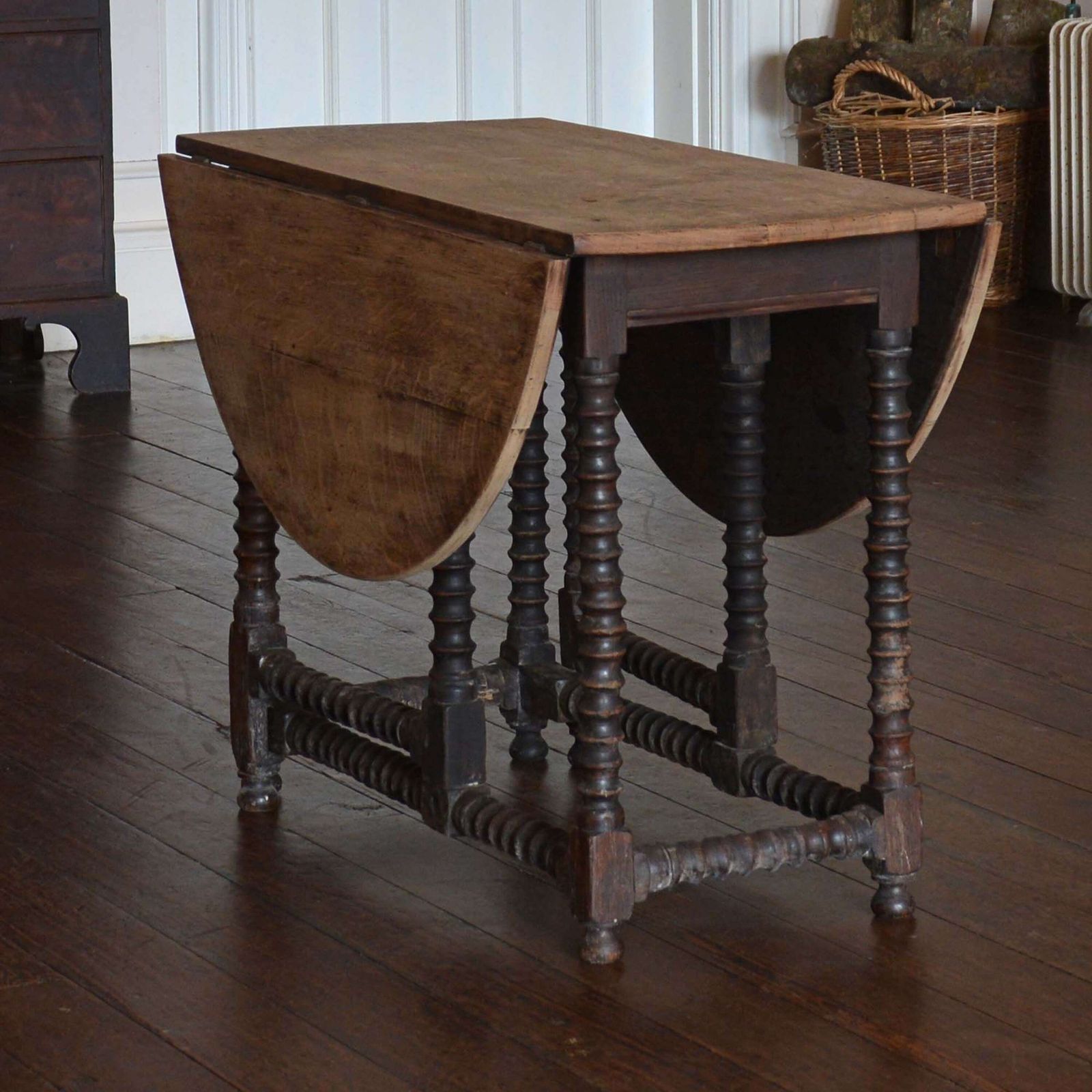 Oak Scrub Top Bobbin Gate Leg Table photo for sale