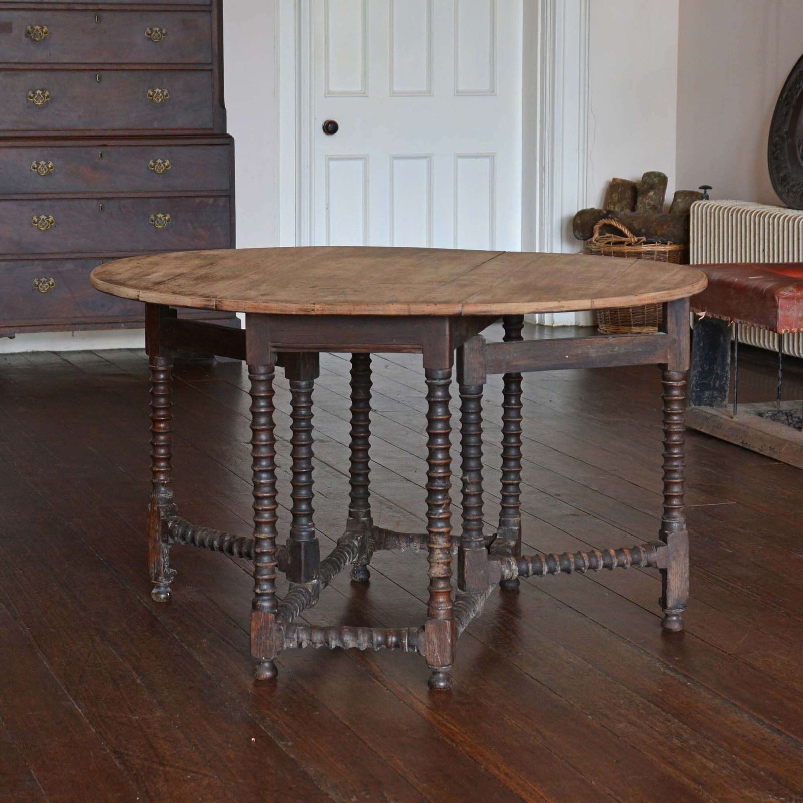 Oak Scrub Top Bobbin Gate Leg Table photo Furniture