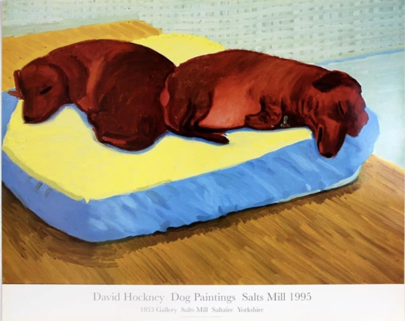 Vintage David Hockney Poster   Dachsund   Dog 43   Original 90's Print Exhibition / Museum