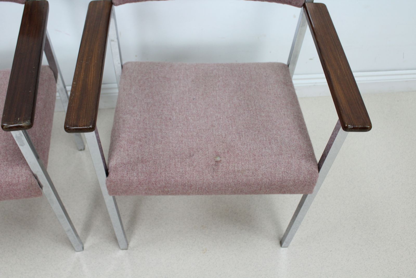 Set Of 2 Antocks Lairn Chrome And Teak Armchairs photo vinterior