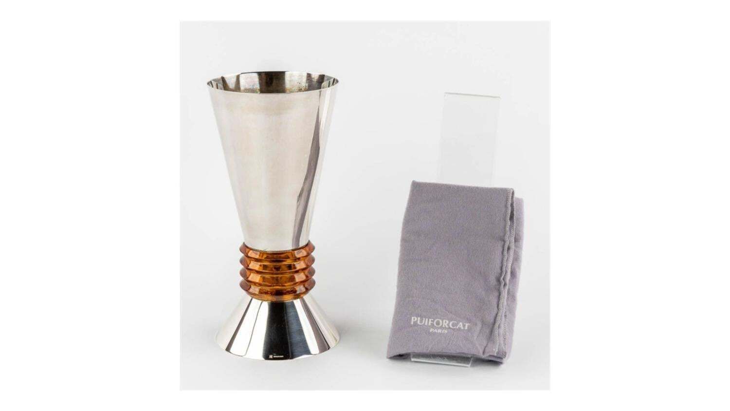 Puiforcat Et Stlouis , Metal And Crystal Vase photo for sale