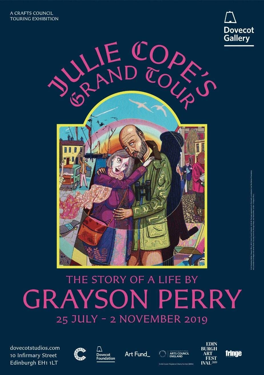 Original Grayson Perry Exhibition Poster   Julian Cope Grand Tour   Authentic Gallery Print