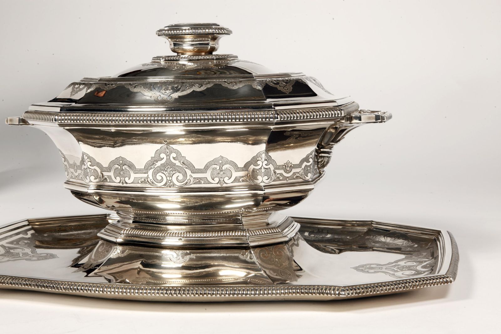 Silversmith Roussel   Centerpiece In Its "Dormant" In Silver Xxth photo furniture