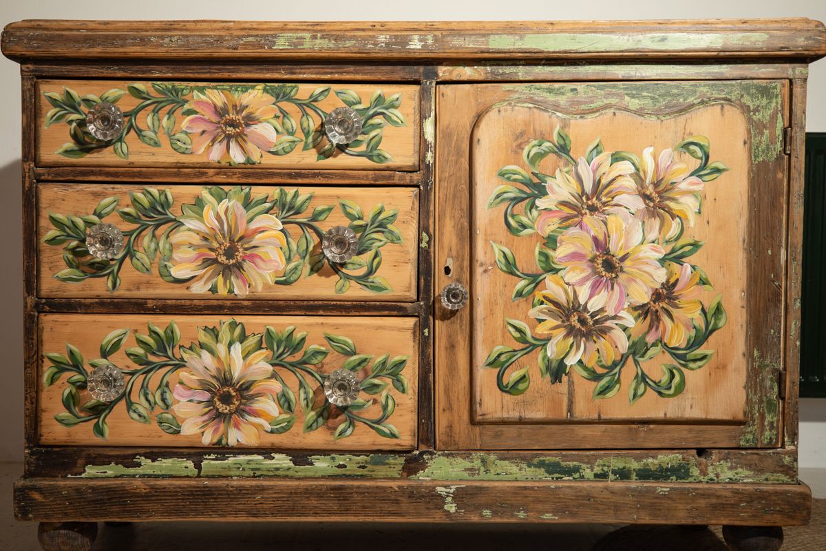 photo furniture Victorian Pantry, Larder, Kitchen Circa 1840 With Hand Painted, One Off Design