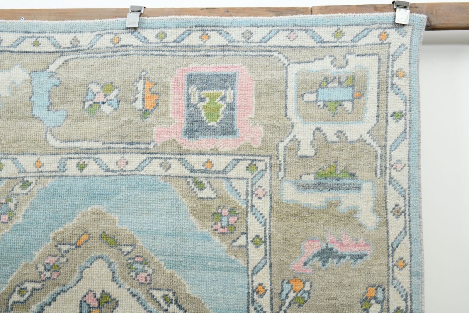 8x10, Original Handmade Oushak Area Rug, Luxury Rug, Vintage Area Rug, One Of A Kind, Soft Blue, Wool Rug photo for sale
