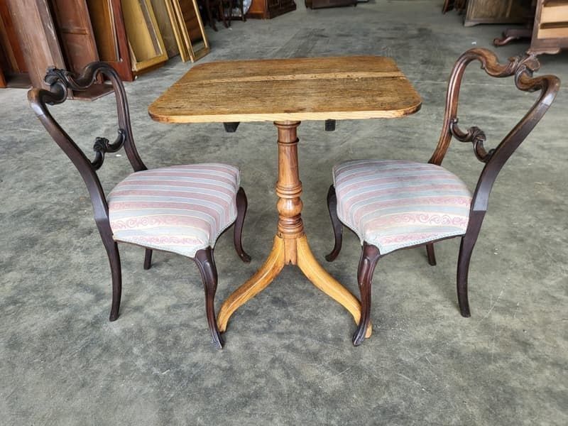 Antique Georgian Square Tripod Occasional Side Dining Table photo vintage