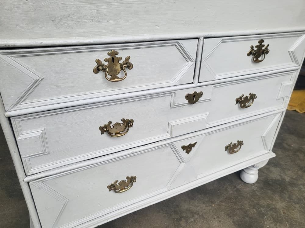 Antique Georgian Painted White Bureau Desk Dressing Table 10 Drawers photo 295.0