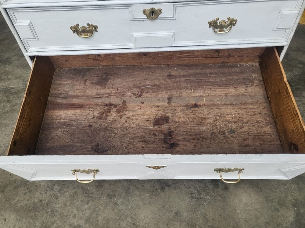 Antique Georgian Painted White Bureau Desk Dressing Table 10 Drawers photo vinterior