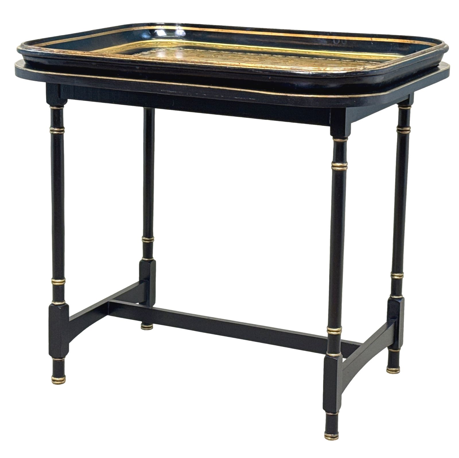 Fine 19th Century Papier Mache Tray On Stand (England, Dated 1875)