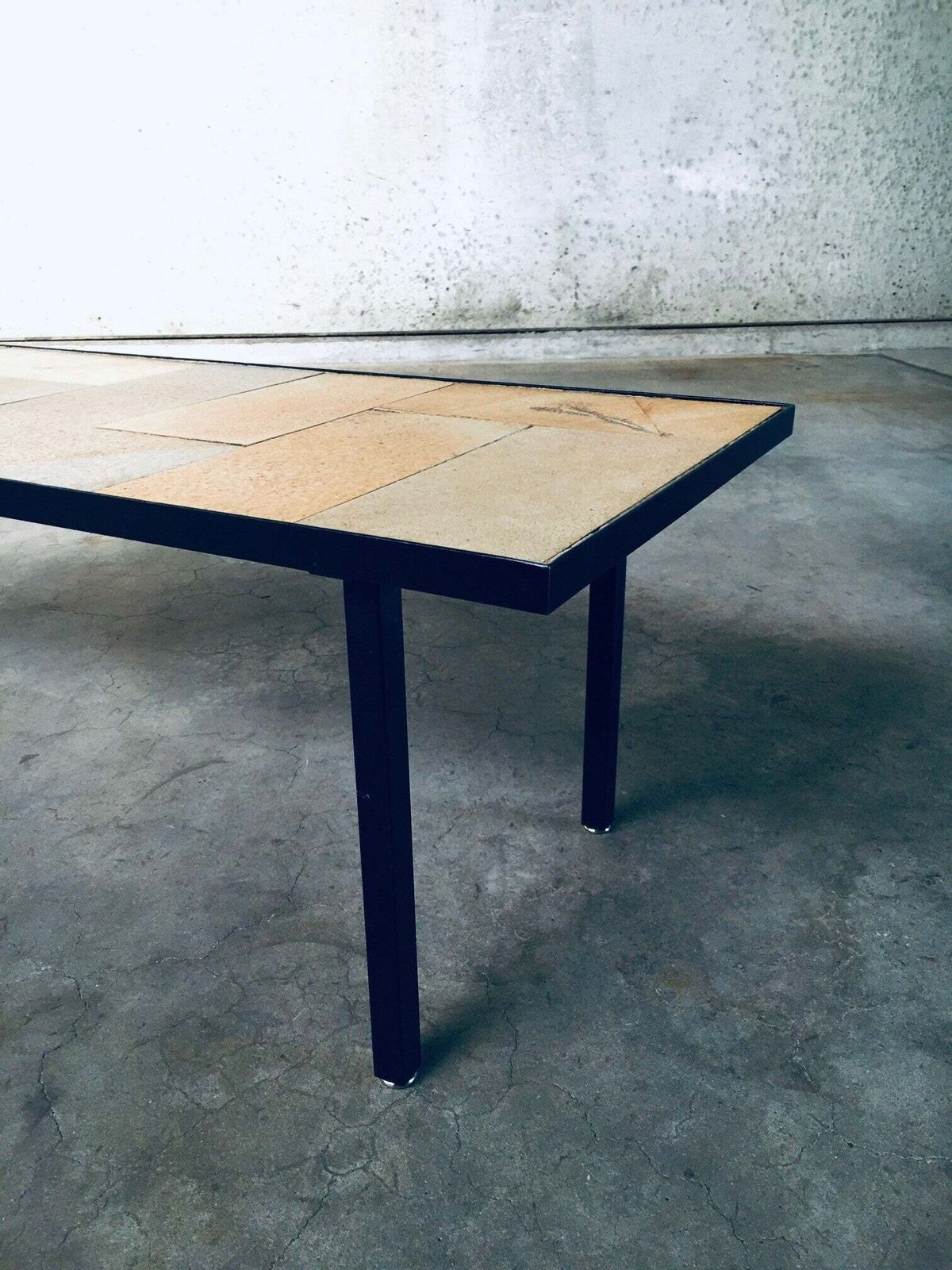 photo buy Midcentury Minimalist Design Ceramic Tile Coffee Table, France 1960's