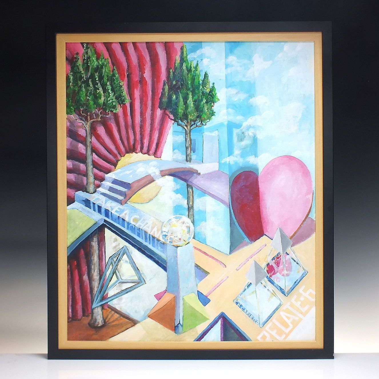 Vintage Original Acrylic Painting On Canvas 'Take A Chance' By Richard Cafiero C1980