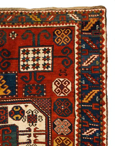 5.6x6.7 Ft Antique Caucasian Karatchoph Kazak Rug, Circa 1870 photo for sale