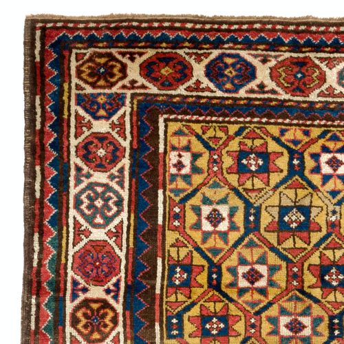 4x7 Ft Antique Caucasian Kazak Rug With Yellow Field. Circa 1880 photo for sale