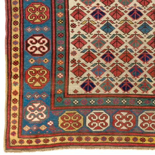 4.2x7.6 Ft Antique Ivory Ground Caucasian Kazak Rug, Circa 1875 photo Textiles