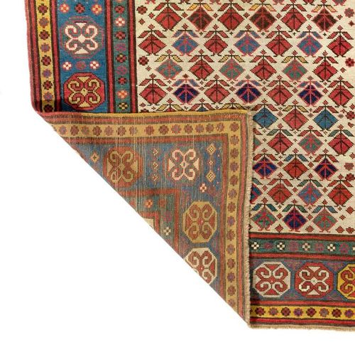4.2x7.6 Ft Antique Ivory Ground Caucasian Kazak Rug, Circa 1875 photo 3509.0