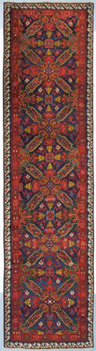 3.7x11.5 Ft Antique Caucasian Seychour Runner Rug, 19th Century