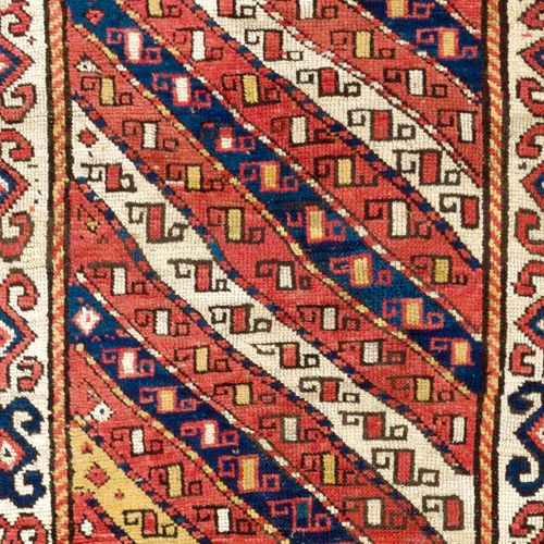 3.3x7.4 Ft Antique Caucasian Gendje Kazak Rug, All Wool & Natural Dyes, Ca 1880 photo for sale
