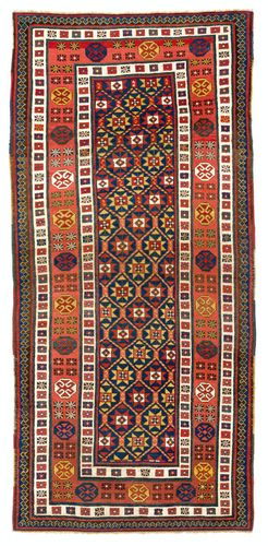 3.7x8 Ft Antique 19th Century Caucasian Talish Long Rug, Circa 1875