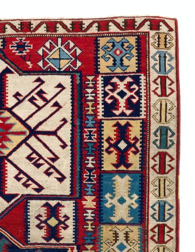 3.7x4.8 Ft Rare 19thcentury Antique Caucasian Shirvan Kuba Rug With Kilim Design photo for sale
