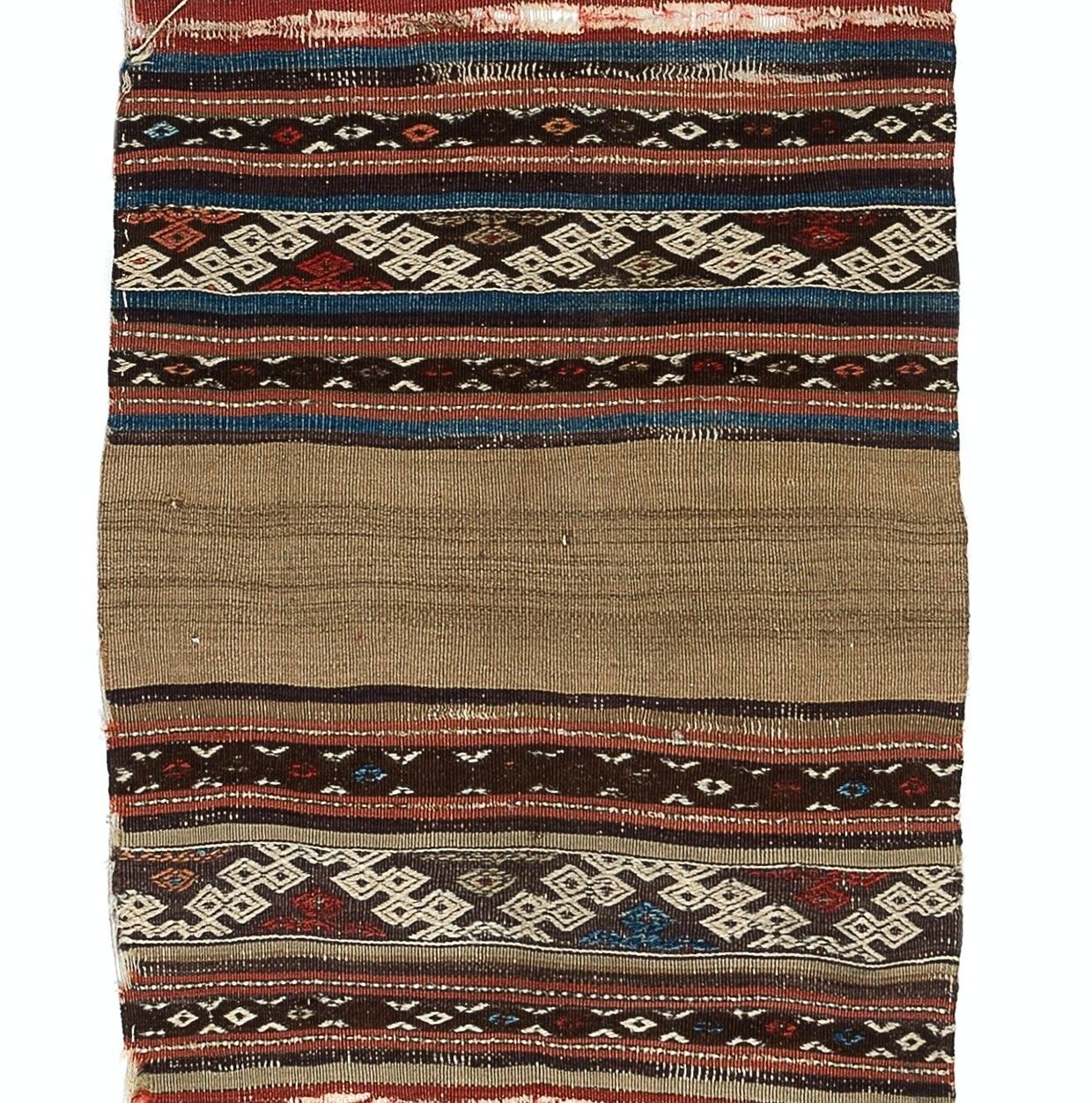 2.4x11.6 Ft Antique Anatolian Kilim Fragment, 18th Century photo Textiles