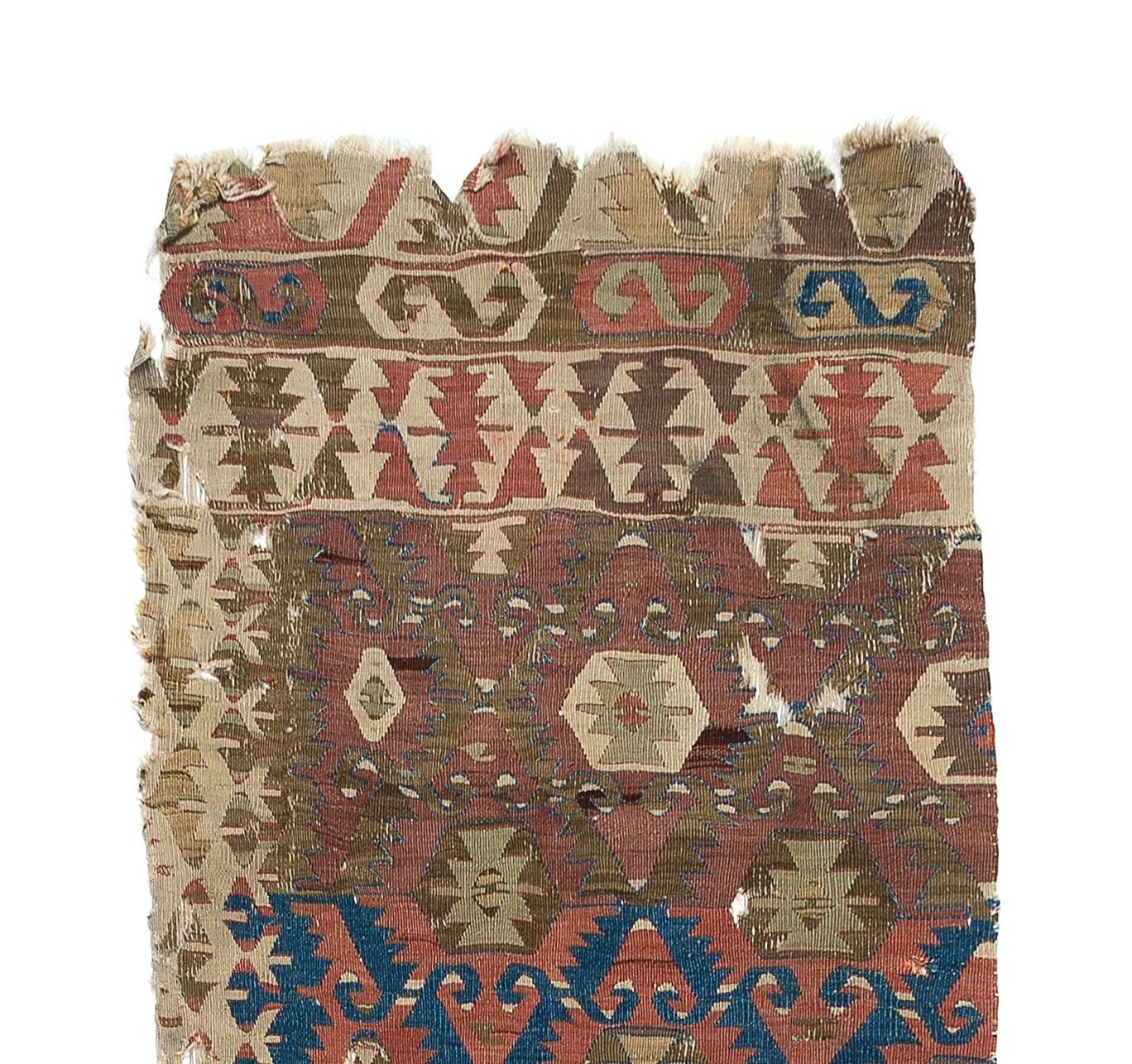 2.5x12 Ft Antique Anatolian Kilim Fragment, 18th Century photo for sale