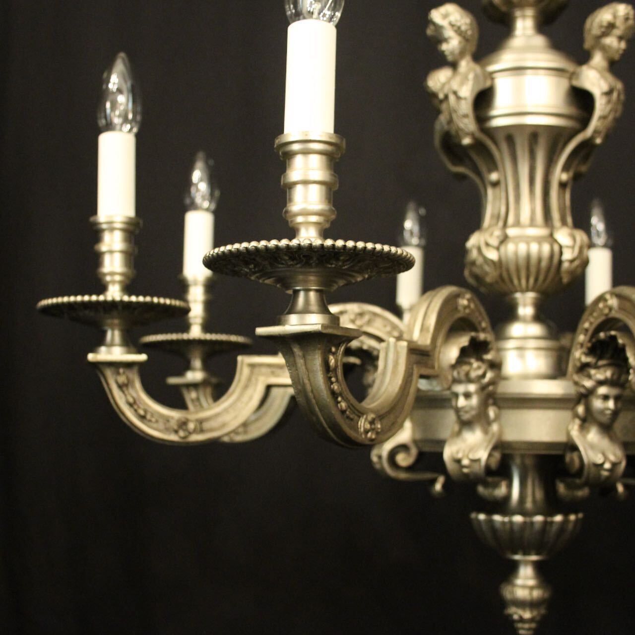French Silver Bronze 8 Light Antique Chandelier photo buy