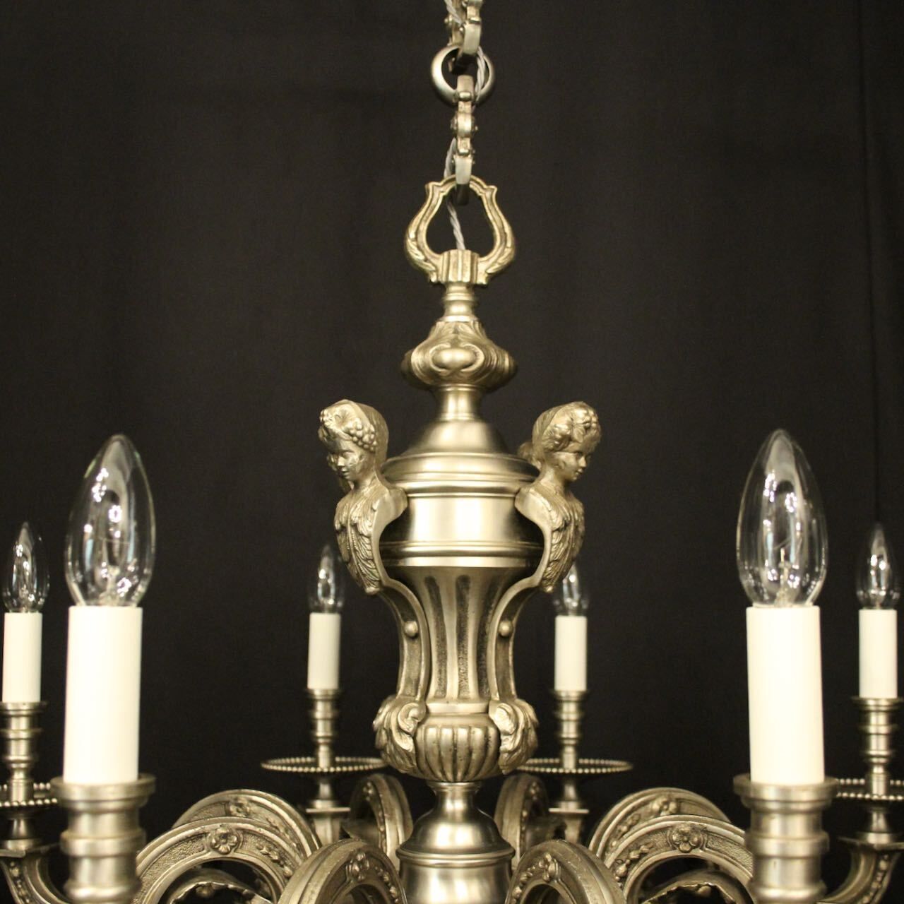 photo furniture French Silver Bronze 8 Light Antique Chandelier