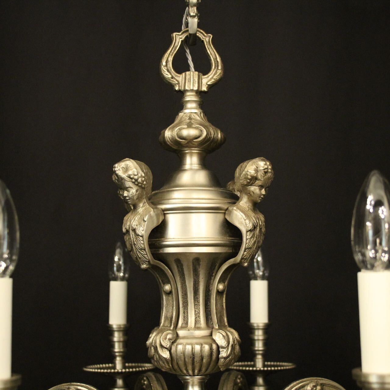 photo for sale French Silver Bronze 8 Light Antique Chandelier